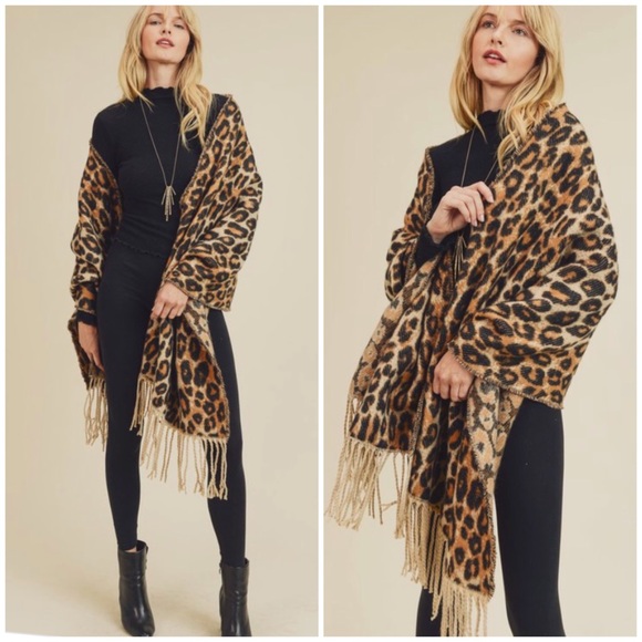 Accessories - SOLD OUT Leopard Animal Print Tassel Blanket Scarf Wrap